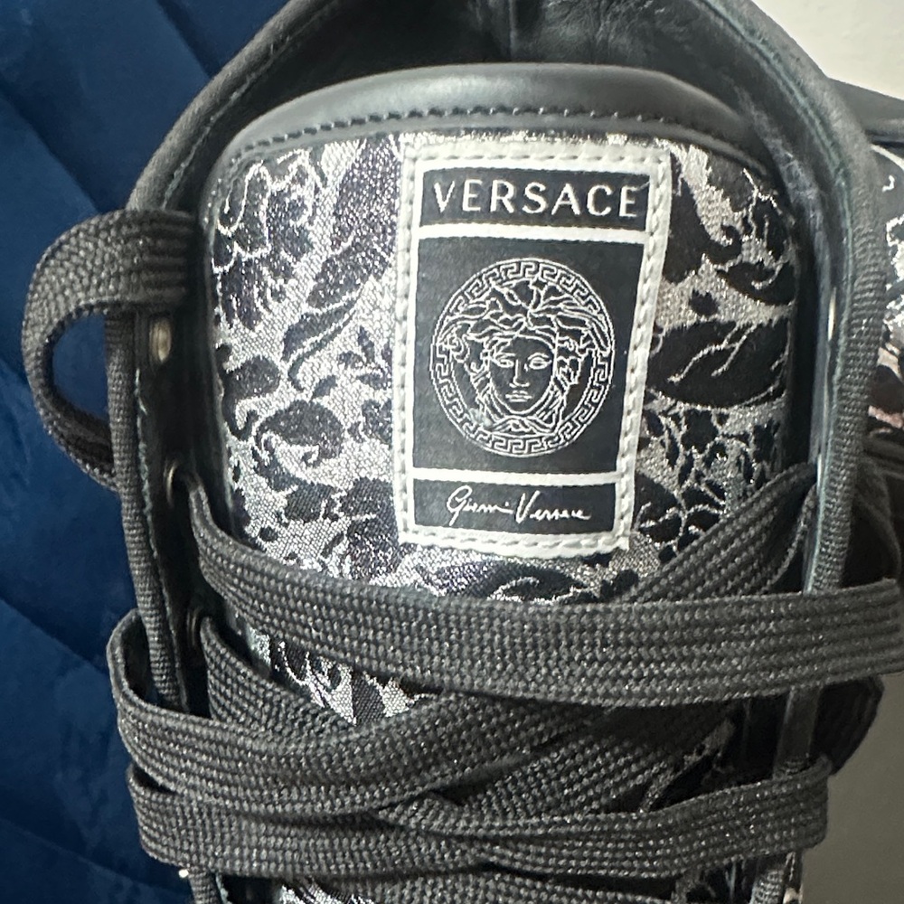 Versace Monochrome Patterned High-Top Sneakers - image 2